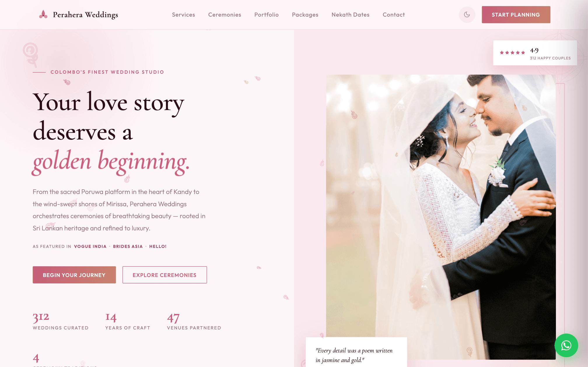 Perahera Weddings on desktop
