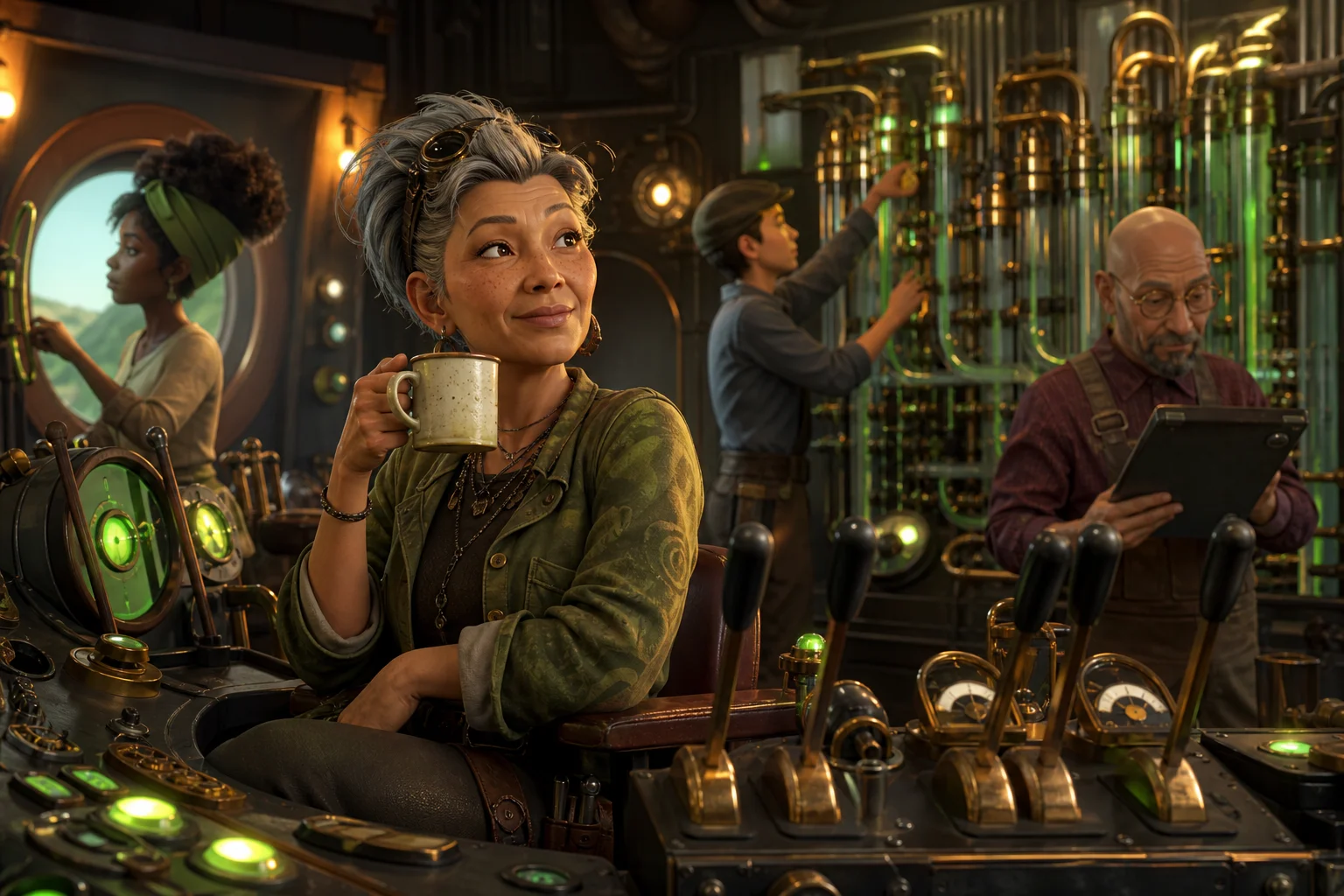 Illustration: a calm control room with friendly levers and dashboards